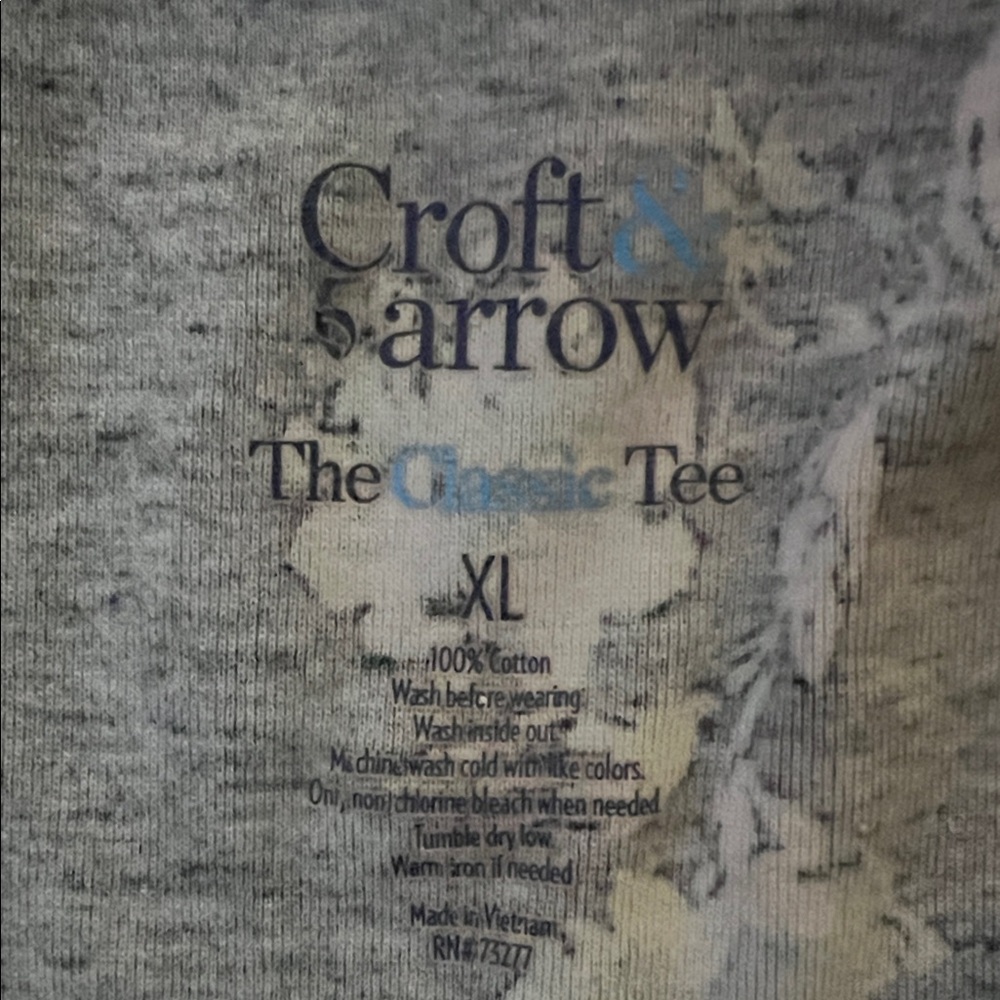 Croft & Barrow Black Floral Short Sleeve Tee - Picture 2 of 2